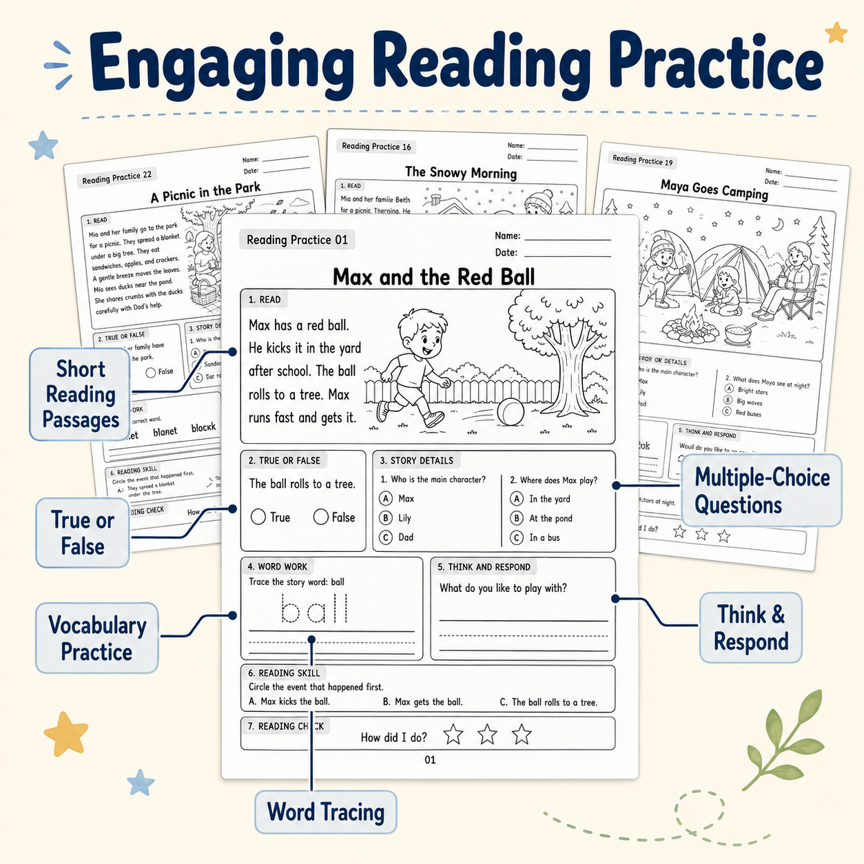 Little Readers: Kindergarten Reading Comprehension Workbook