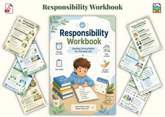 ✨ Printable Responsibility Workbook Template – 51 Life Skills & Habit Tracking Pages ✨