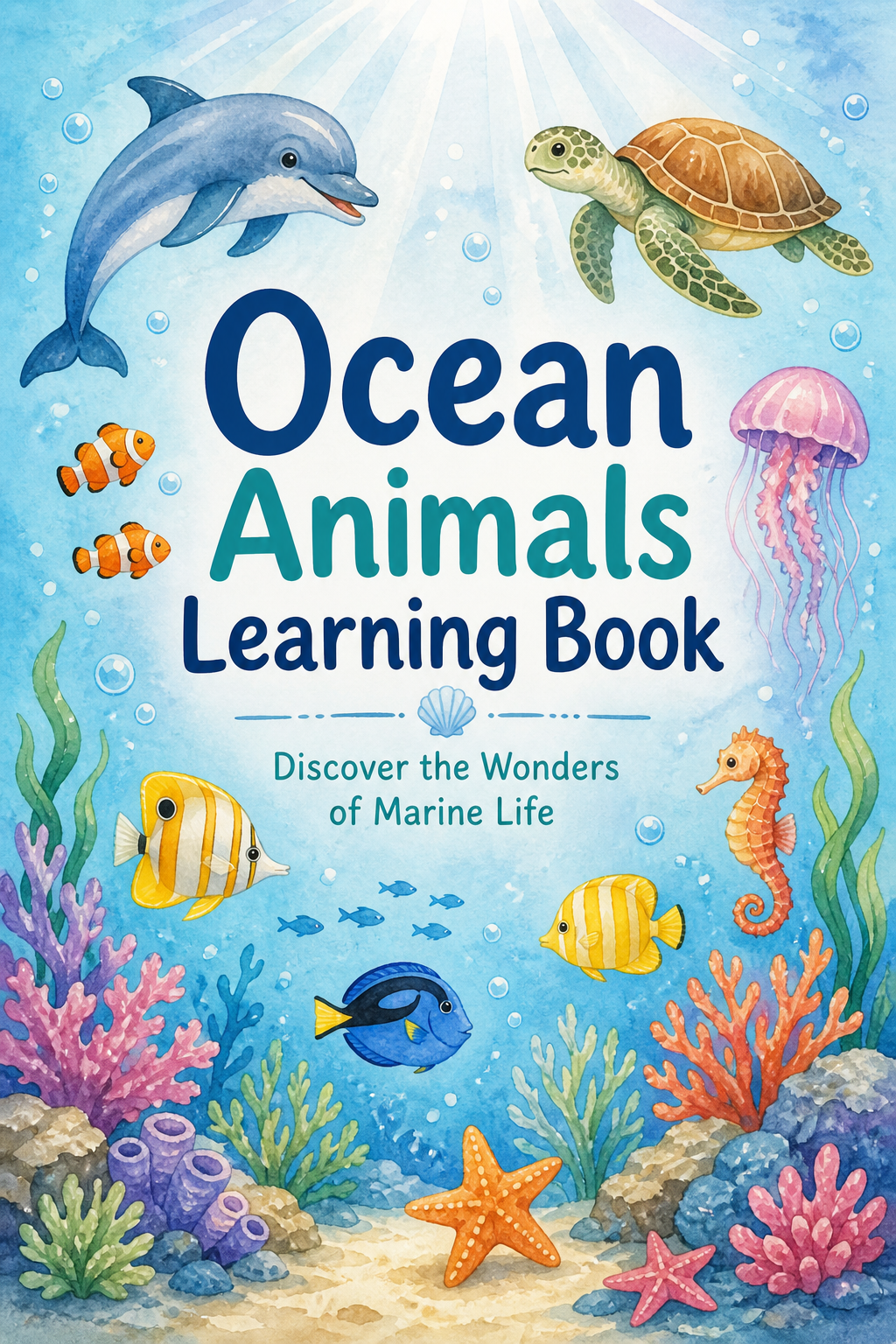 ✨ Printable Ocean Animals Learning Workbook Template – 52 Marine Science Pages ✨ Take a deep dive into the magical underwater world and explore the wonders of marine life! 🌊🐠
