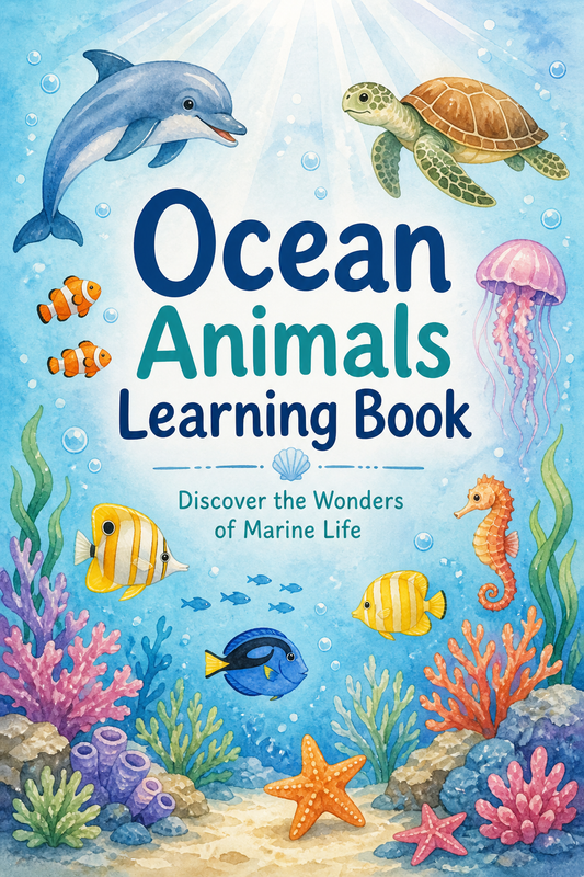 ✨ Printable Ocean Animals Learning Workbook Template – 52 Marine Science Pages ✨ Take a deep dive into the magical underwater world and explore the wonders of marine life! 🌊🐠