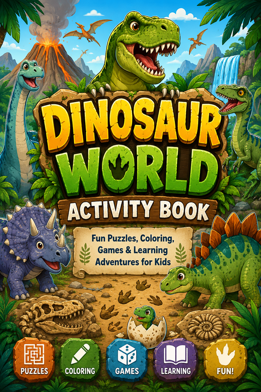 ✨ Printable Dinosaur Prehistoric Activity Workbook Template – 31 Jurassic STEM Pages ✨