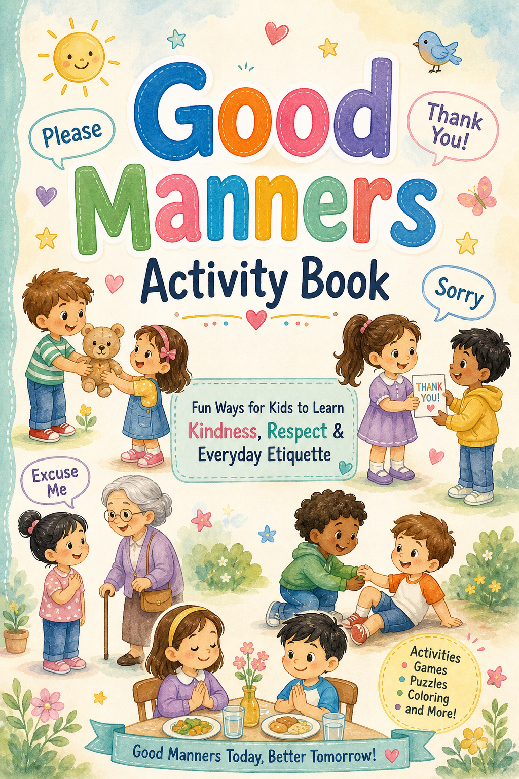 ✨ Printable Good Manners Activity Book Template – 57 Character Building Pages ✨ Help children grow into kind, respectful, and confident individuals through daily practice! 🌟🤝