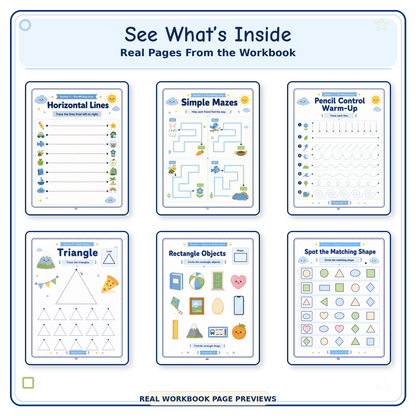 Shapes & Pre-Writing Lines Workbook | 60 Printable Tracing, Pencil Control & Shape Recognition Activities for Ages 3–6