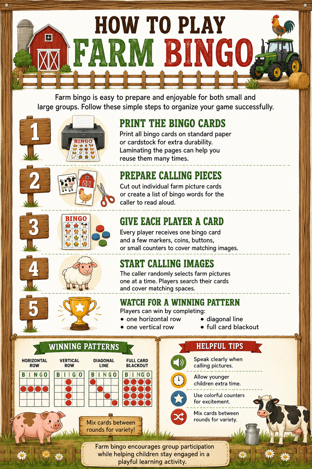 ✨ Printable Farm Bingo Cards Template – 31 Unique Classroom & Party Games ✨ Bring the joy of the countryside to life with a fun, interactive, and screen-free group game! 🌾🚜