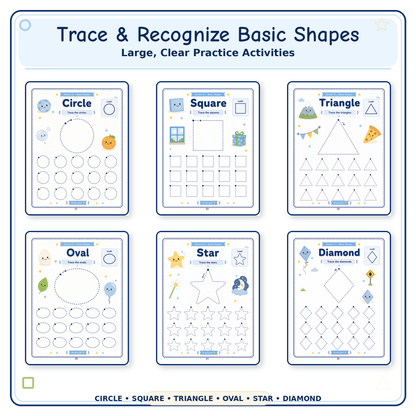 Shapes & Pre-Writing Lines Workbook | 60 Printable Tracing, Pencil Control & Shape Recognition Activities for Ages 3–6