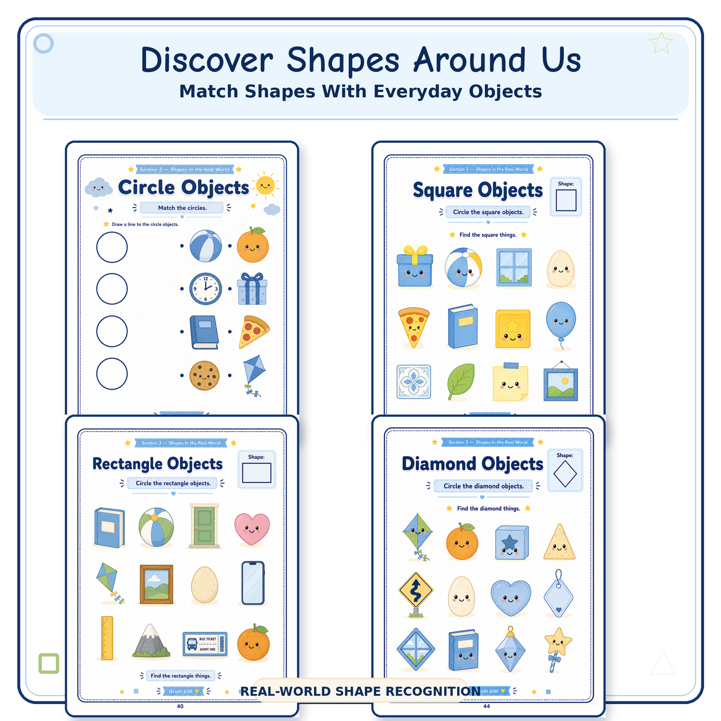 Shapes & Pre-Writing Lines Workbook | 60 Printable Tracing, Pencil Control & Shape Recognition Activities for Ages 3–6