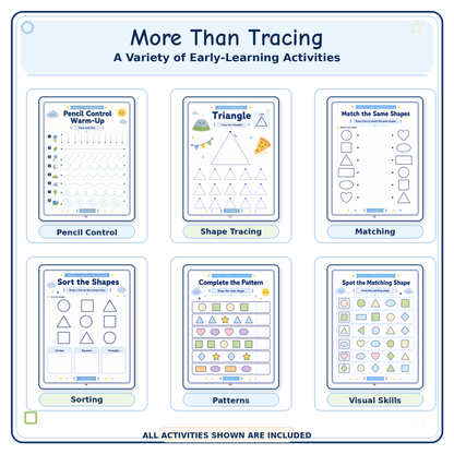 Shapes & Pre-Writing Lines Workbook | 60 Printable Tracing, Pencil Control & Shape Recognition Activities for Ages 3–6