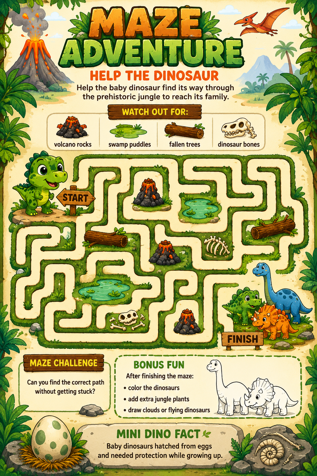 ✨ Printable Dinosaur Prehistoric Activity Workbook Template – 31 Jurassic STEM Pages ✨