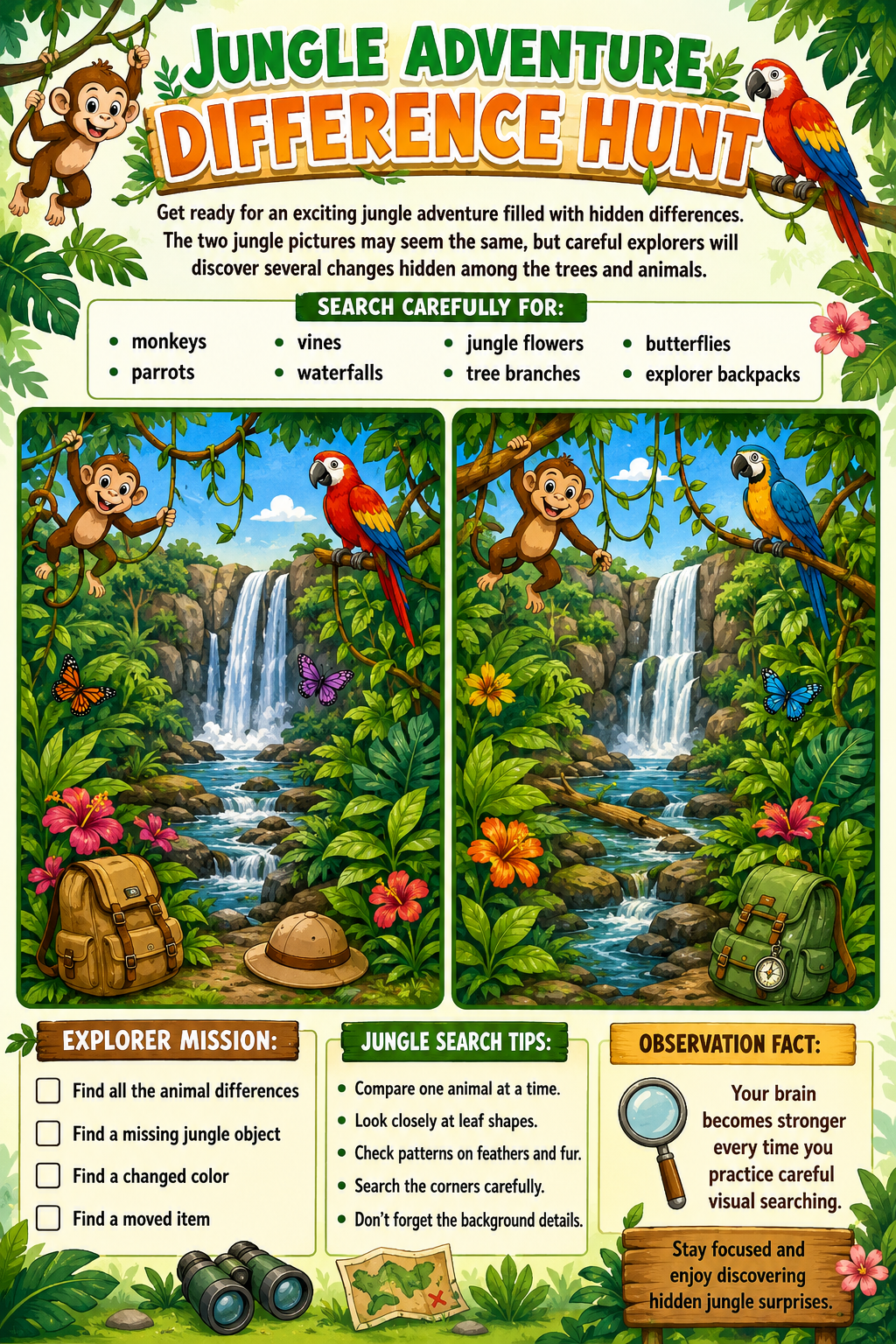 ✨ Printable Spot the Difference Activity Book Template – 31 Observation Puzzles ✨ Sharpen young minds, boost concentration, and unlock hours of screen-free puzzle fun! 👀✨