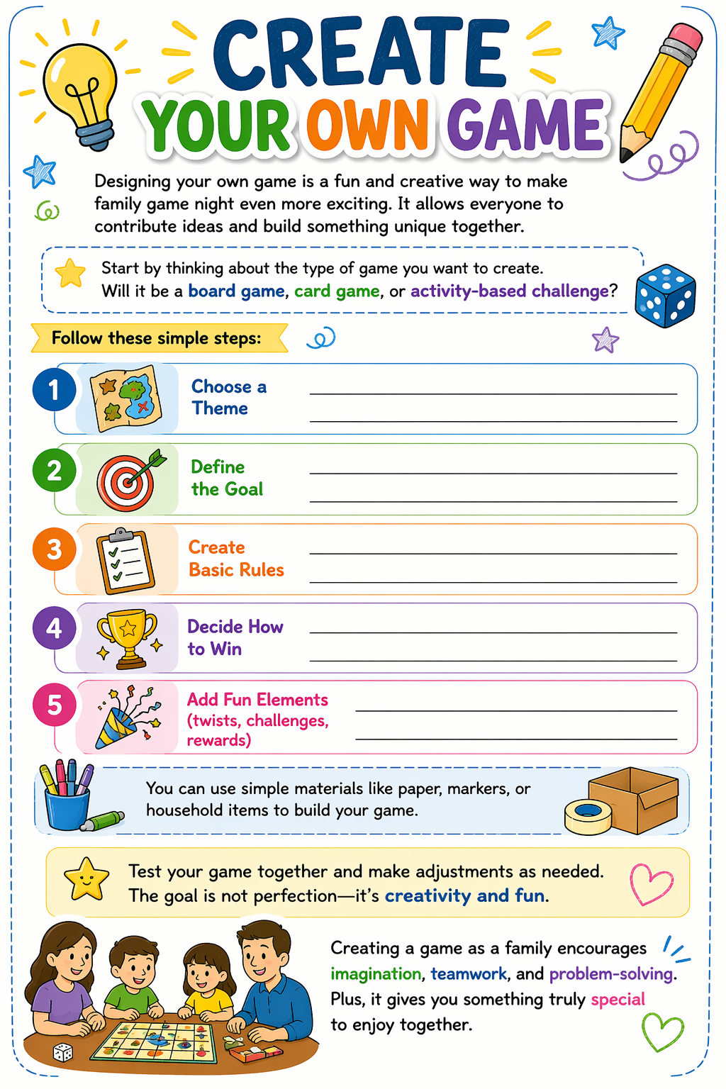 ✨ Printable Family Game Night Activity Book Template ✨
