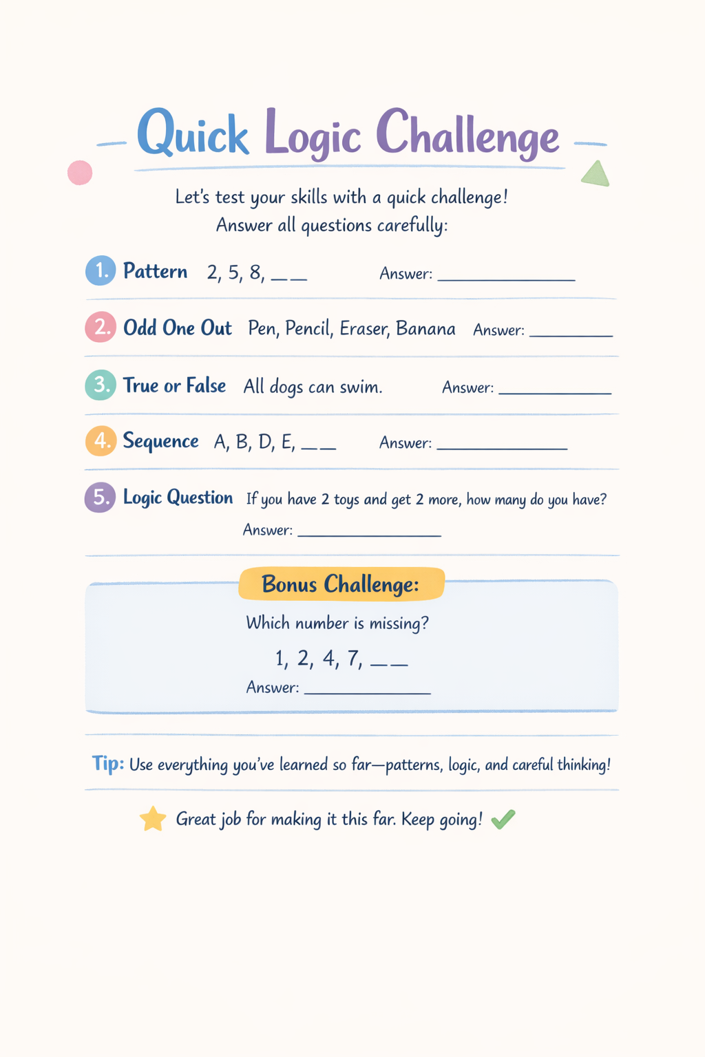 ✨ Printable Kids Logic Puzzle Workbook Template – 32 Cognitive Challenges ✨ Ignite critical thinking, boost IQ scores, and turn logical reasoning into a thrilling brain adventure! 🧠✨