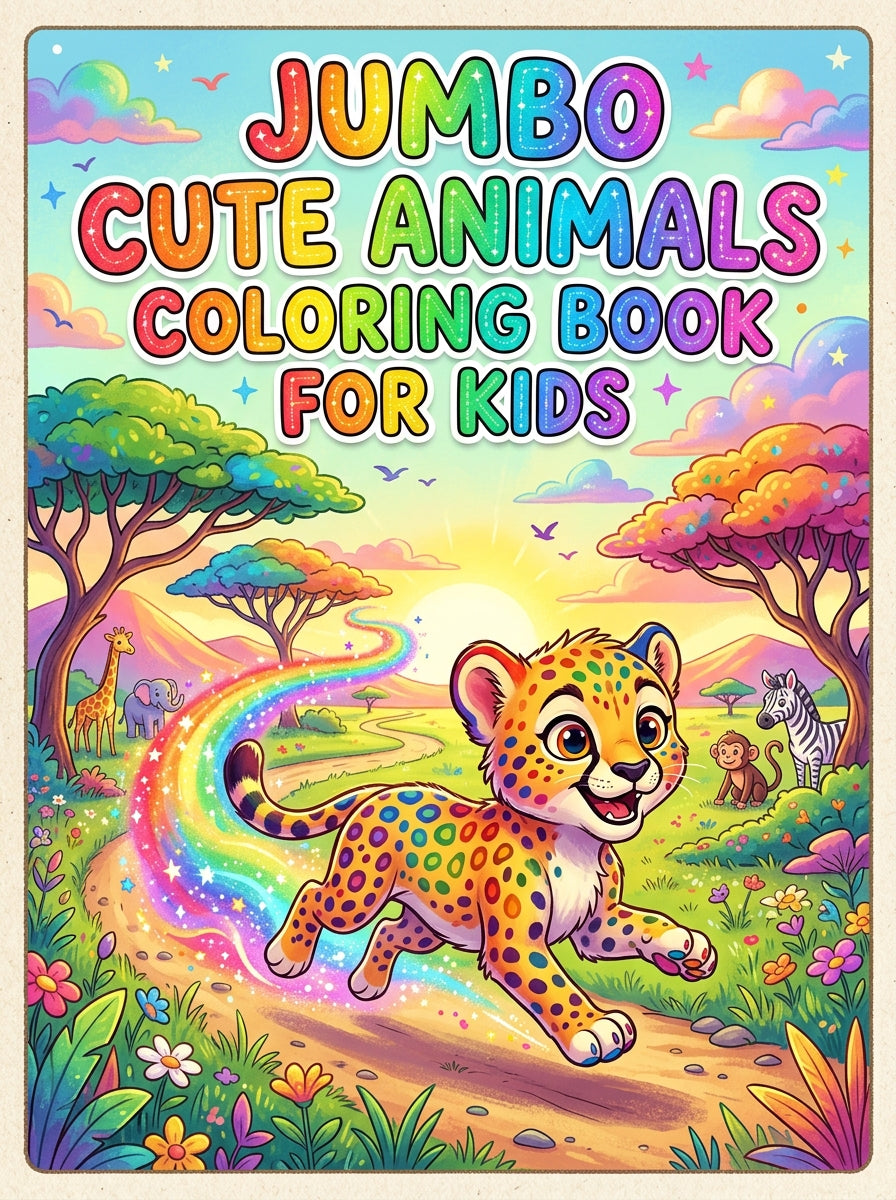 ✨ Printable Jumbo Cute Animals Coloring Book Template – 235 Pages! ✨