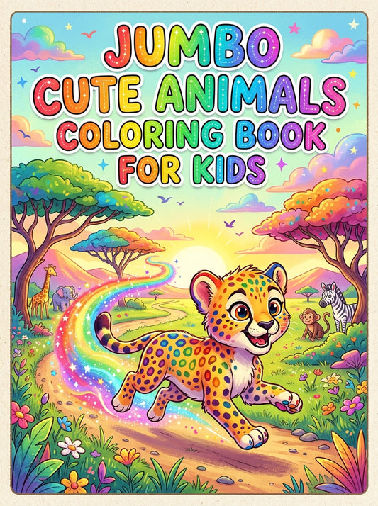 ✨ Printable Jumbo Cute Animals Coloring Book Template – 235 Pages! ✨