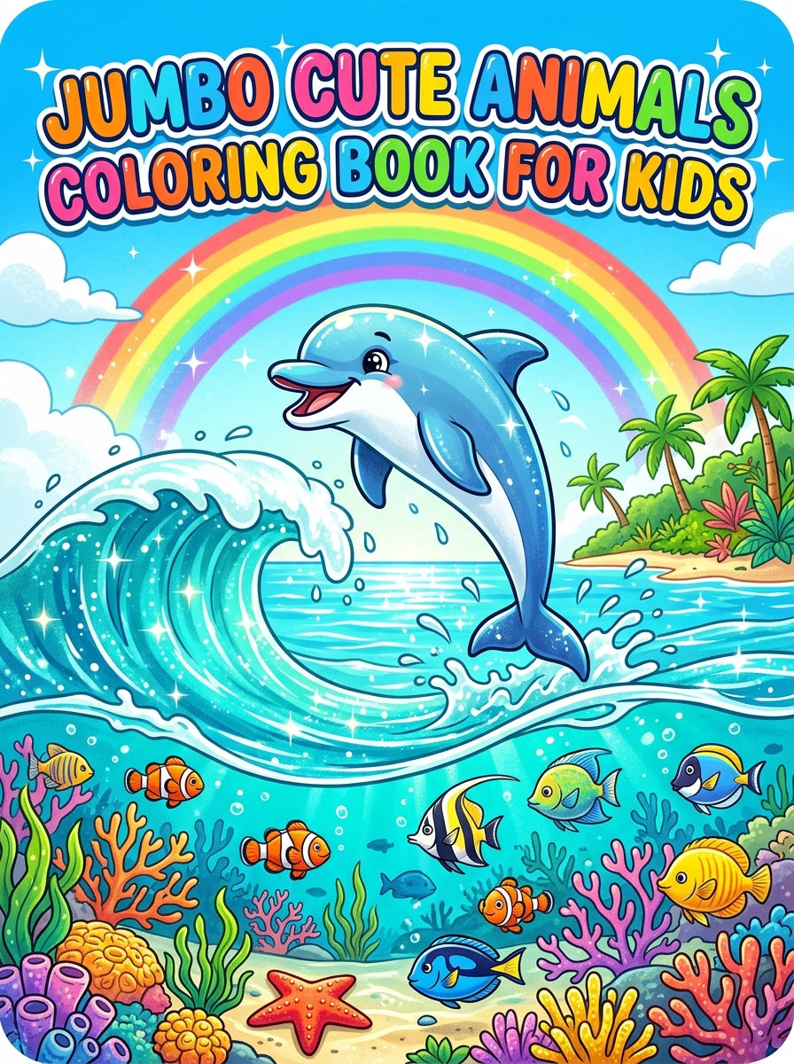 ✨ Printable Jumbo Cute Animals Coloring Book Template – 235 Pages! ✨