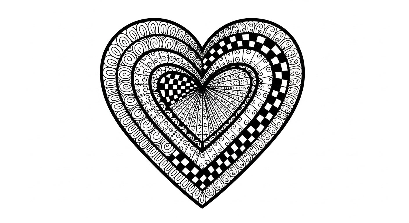 Beautiful Seamless Floral Heart Coloring Pages (50 Printable Designs)