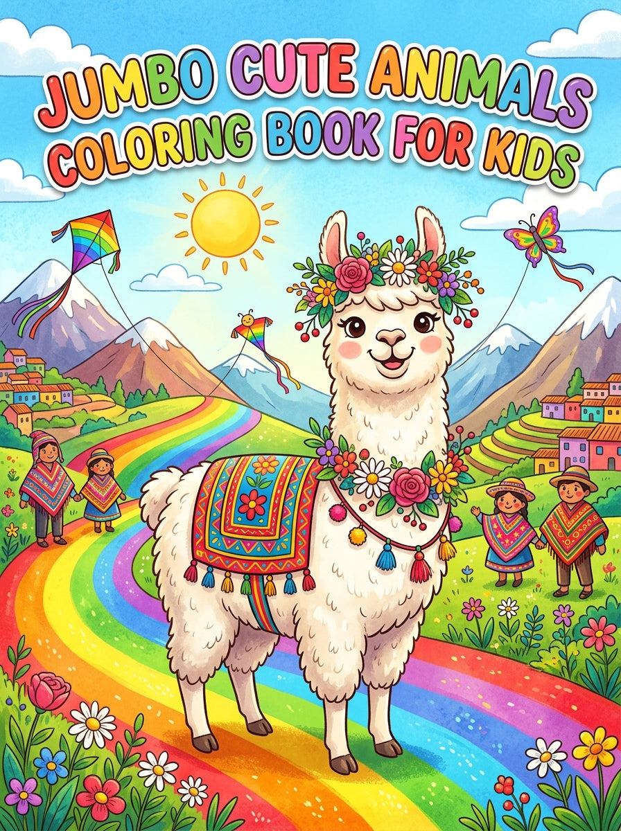 ✨ Printable Jumbo Cute Animals Coloring Book Template – 235 Pages! ✨