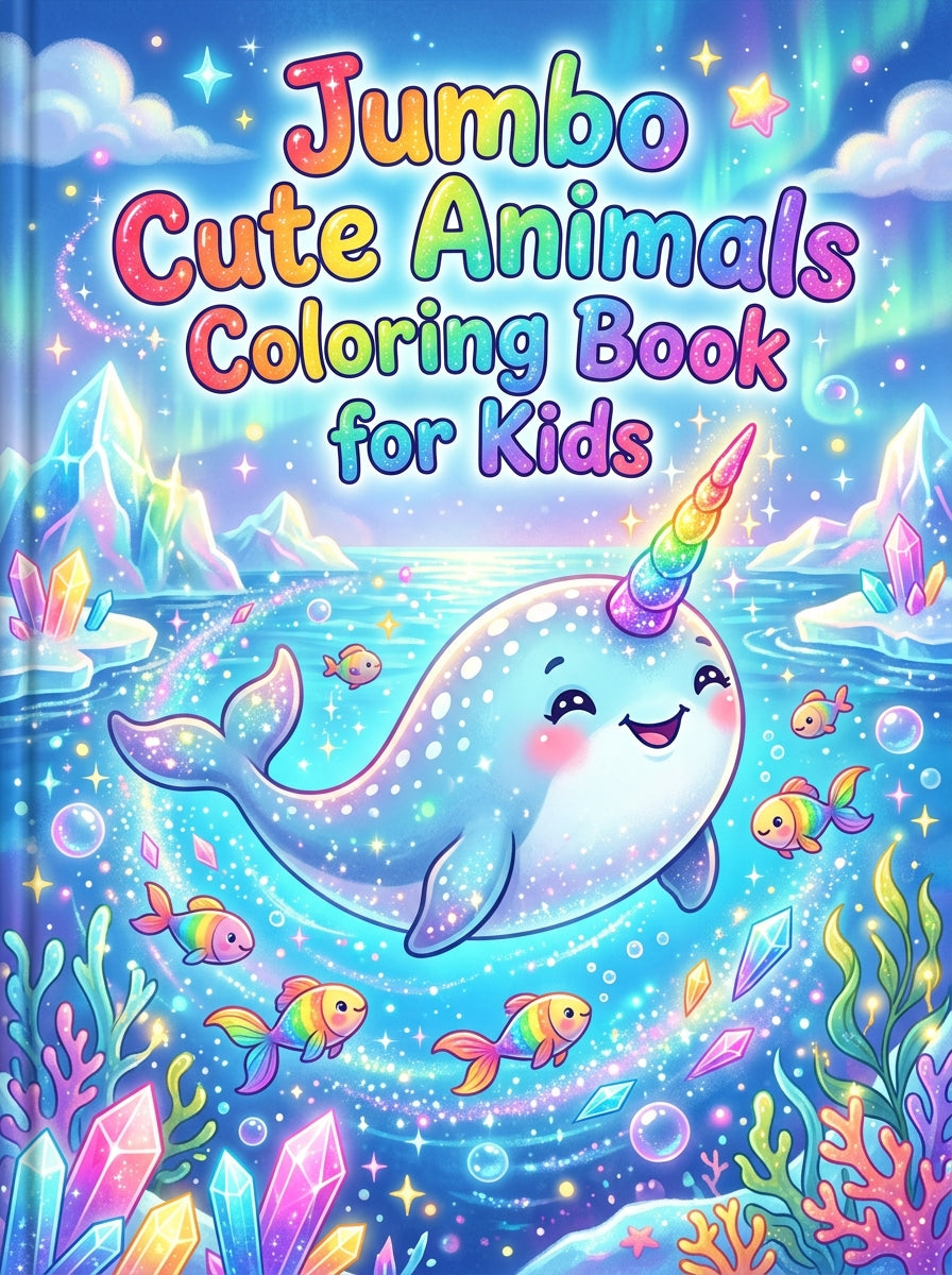 ✨ Printable Jumbo Cute Animals Coloring Book Template – 235 Pages! ✨