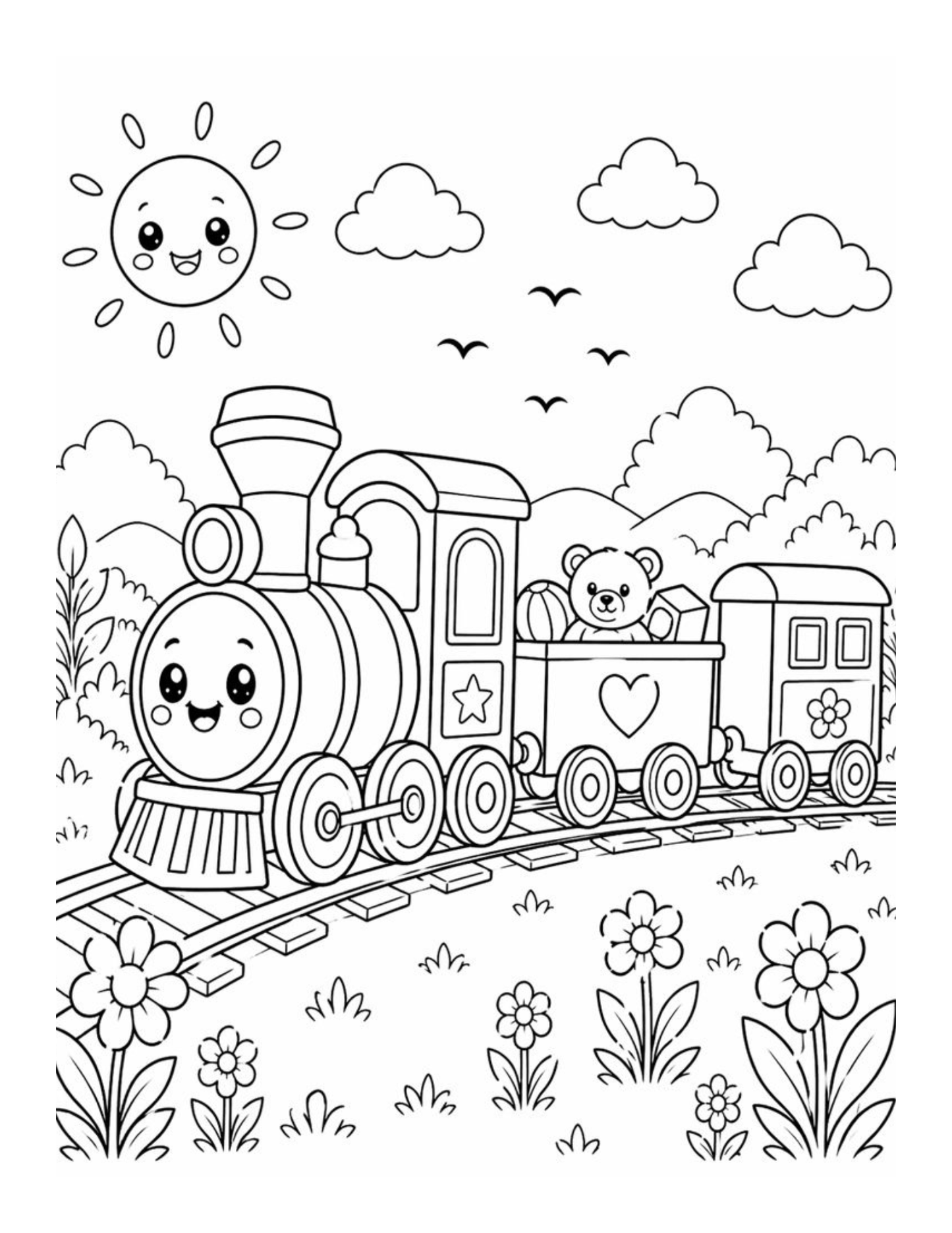 ✨ Printable Relaxing Coloring Book Template – 40 Bold & Easy Kid-Friendly Pages ✨