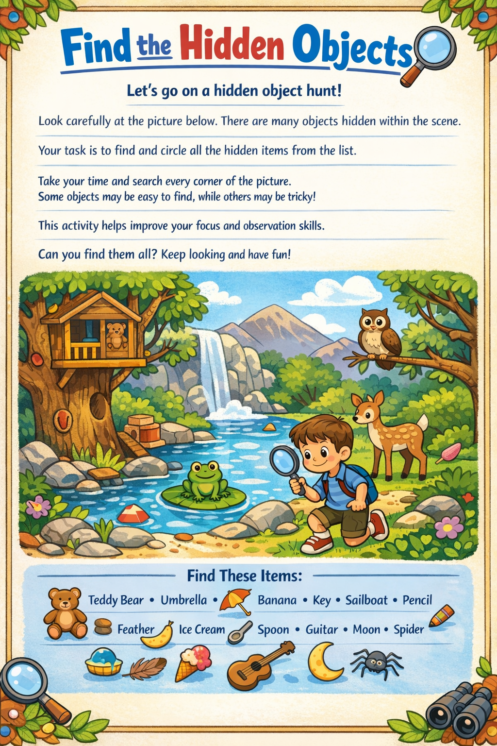 ✨ Printable Kids Brain Boost Activity Book Template – 30 Cognitive Puzzles ✨