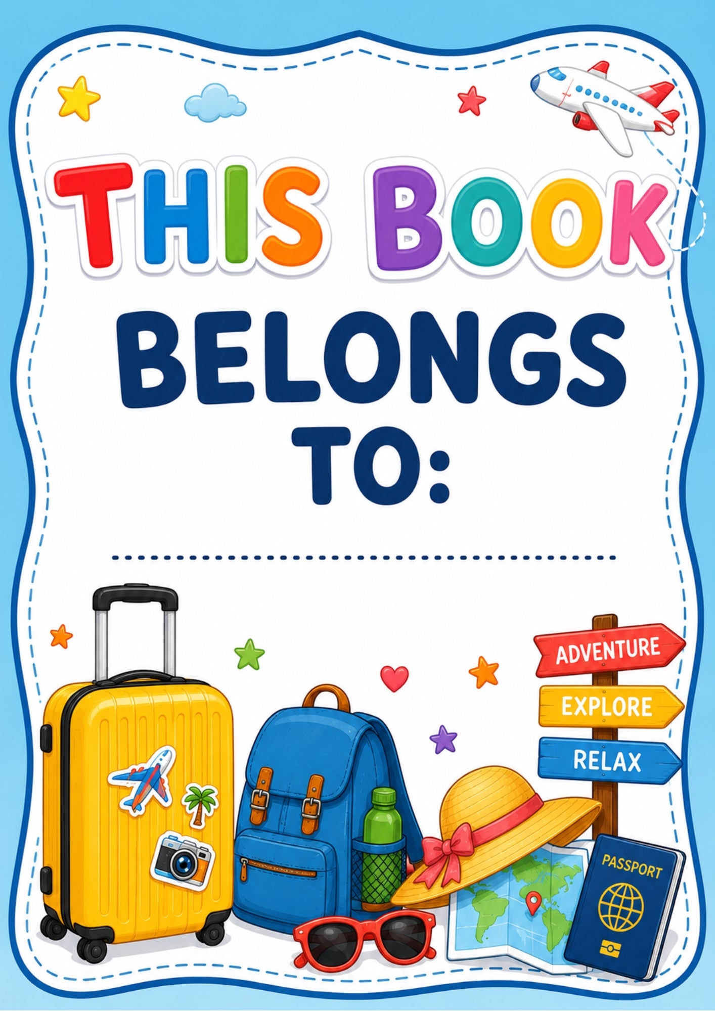 ✨ Printable Travel & Vacation Coloring Book Template – 22 Bold & Easy Exploration Pages ✨