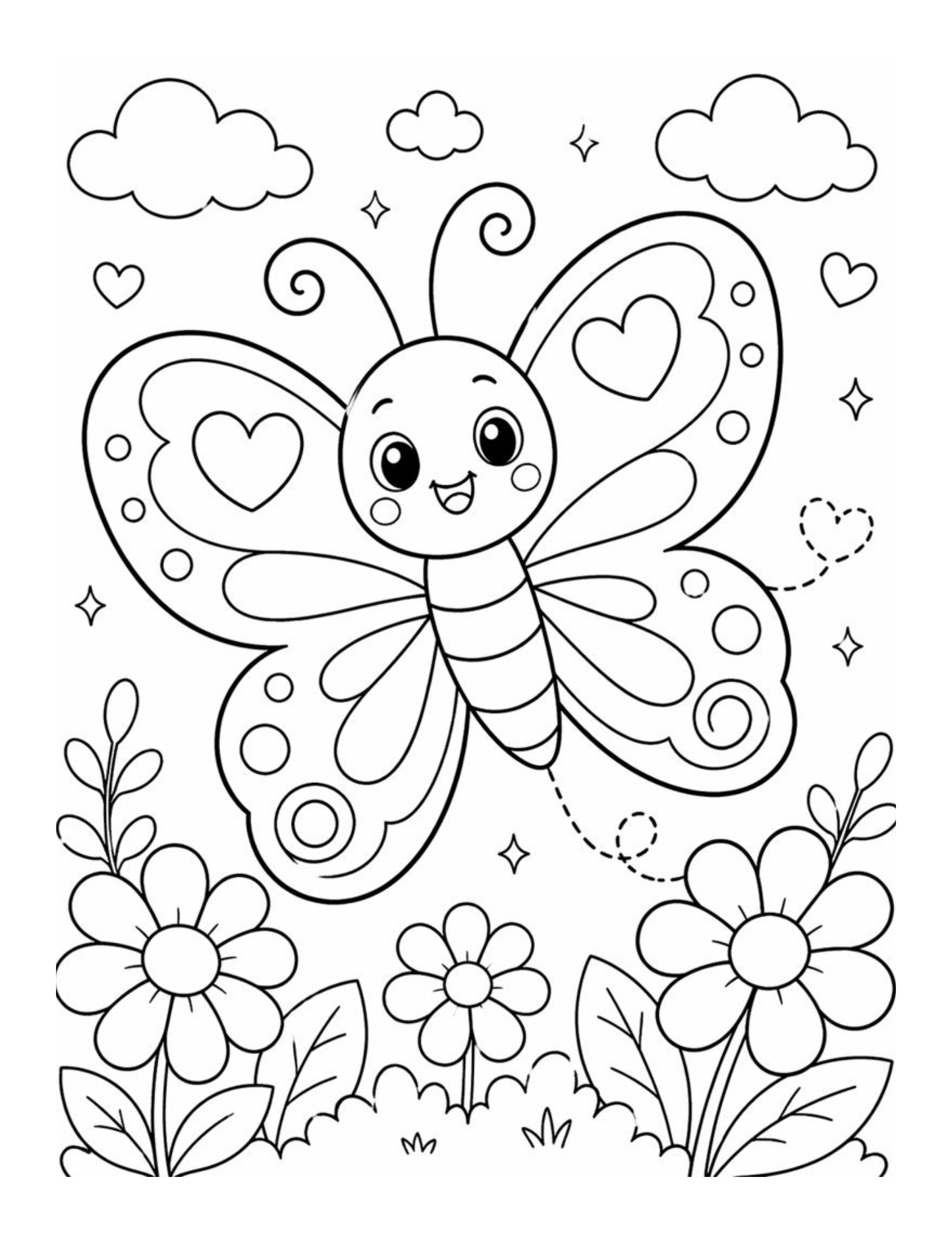 ✨ Printable Relaxing Coloring Book Template – 40 Bold & Easy Kid-Friendly Pages ✨
