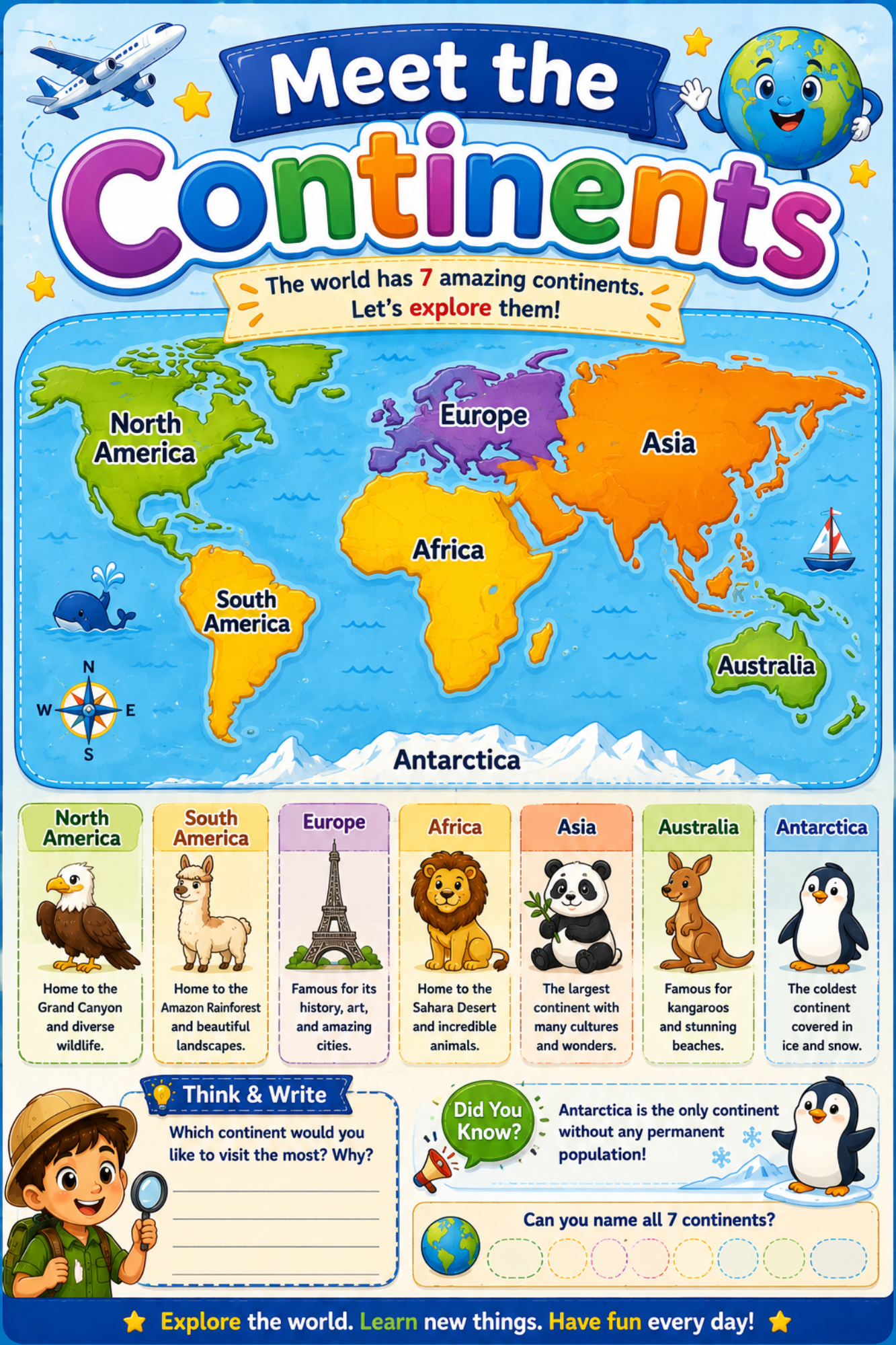 ✨ Printable GeoFun Adventures Geography Workbook Template – 30 Map & Landmark Pages ✨