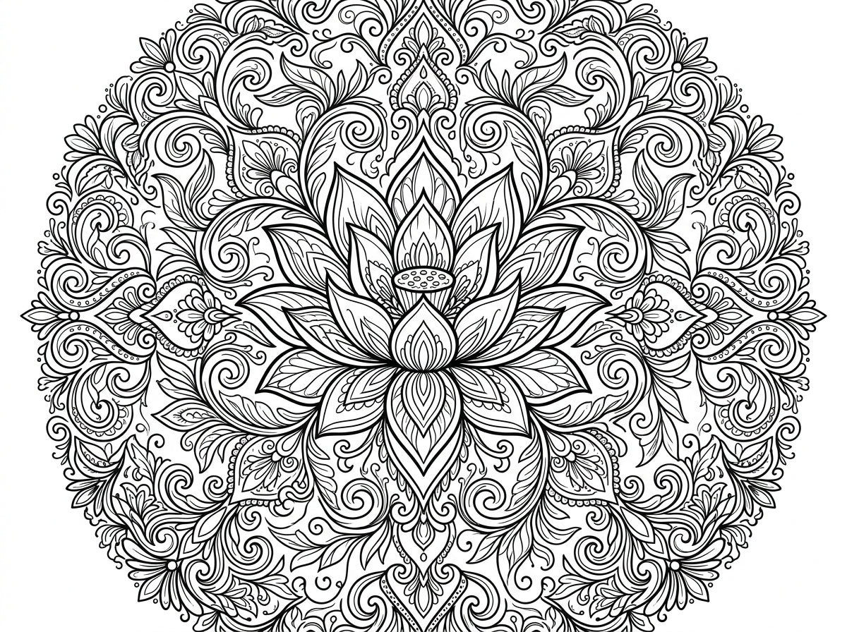 Discover tranquility with this premium collection of 50 Lotus Flower Symmetry Coloring Pages