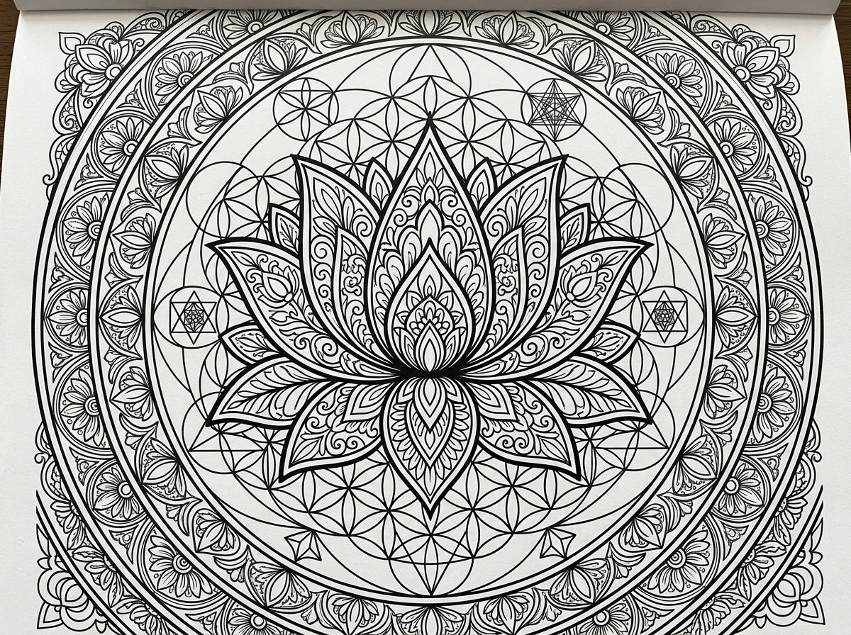 Discover tranquility with this premium collection of 50 Lotus Flower Symmetry Coloring Pages