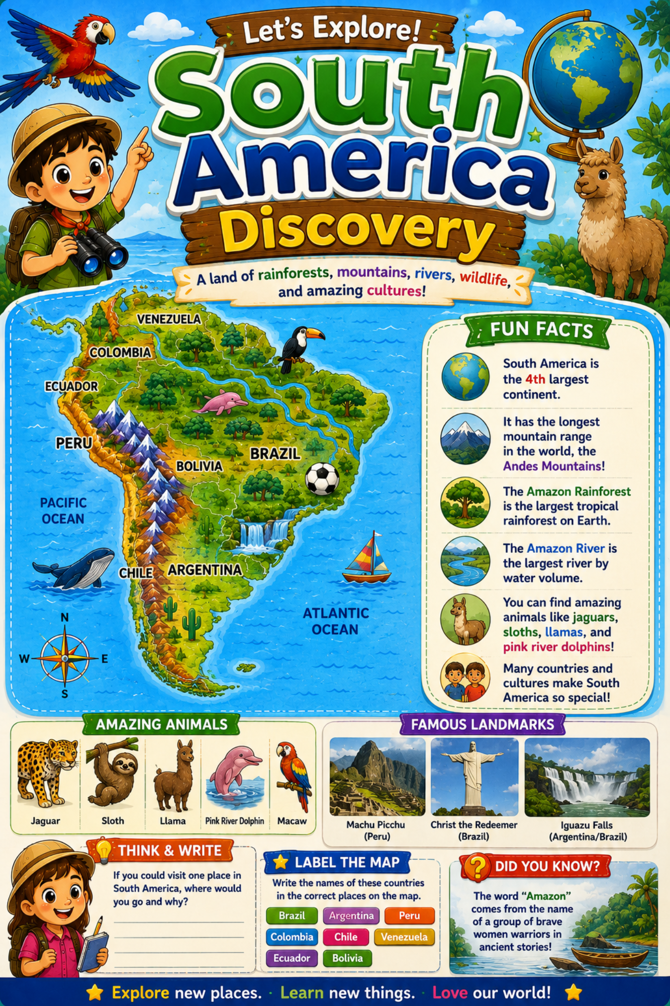 ✨ Printable GeoFun Adventures Geography Workbook Template – 30 Map & Landmark Pages ✨