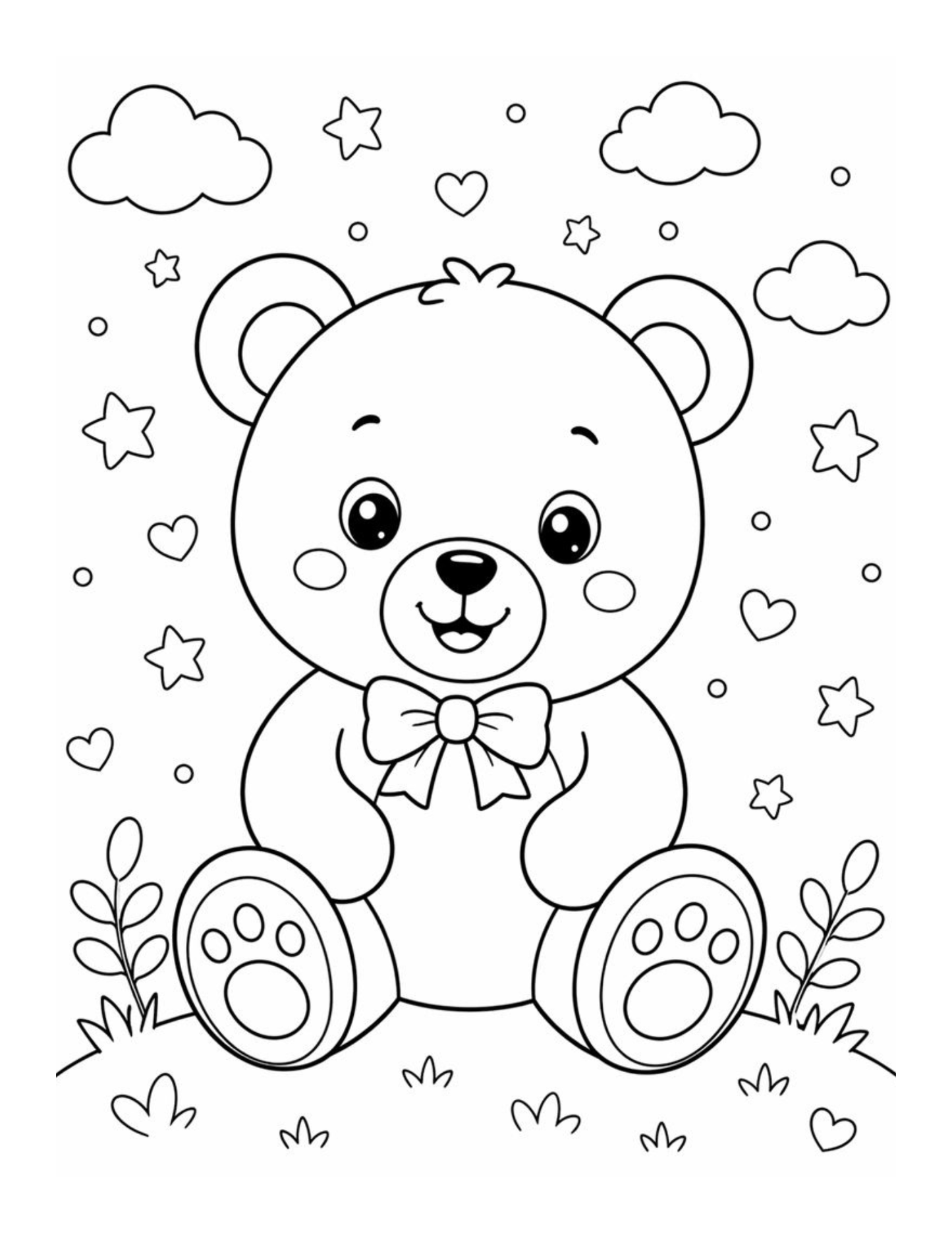 ✨ Printable Relaxing Coloring Book Template – 40 Bold & Easy Kid-Friendly Pages ✨