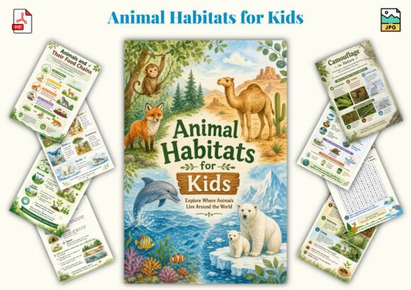 ✨ Printable Animal Habitats for Kids Template – 52 Science Discovery Pages ✨