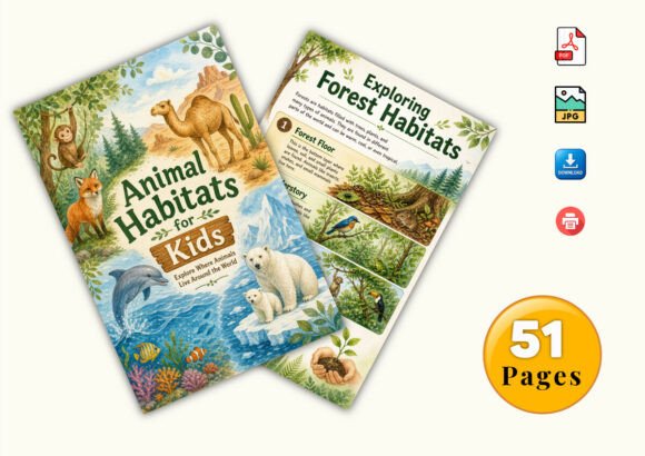 ✨ Printable Animal Habitats for Kids Template – 52 Science Discovery Pages ✨