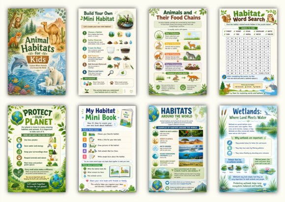 ✨ Printable Animal Habitats for Kids Template – 52 Science Discovery Pages ✨
