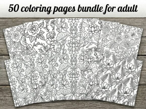 Beautiful Seamless Floral Coloring Pages