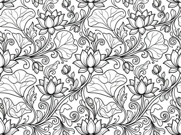 Beautiful Seamless Floral Coloring Pages