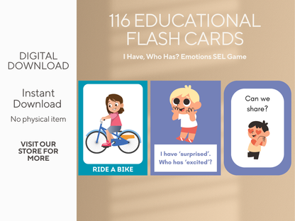 116 Educational Flashcards Bundle | Emotions SEL Game & Daily Routine Cards