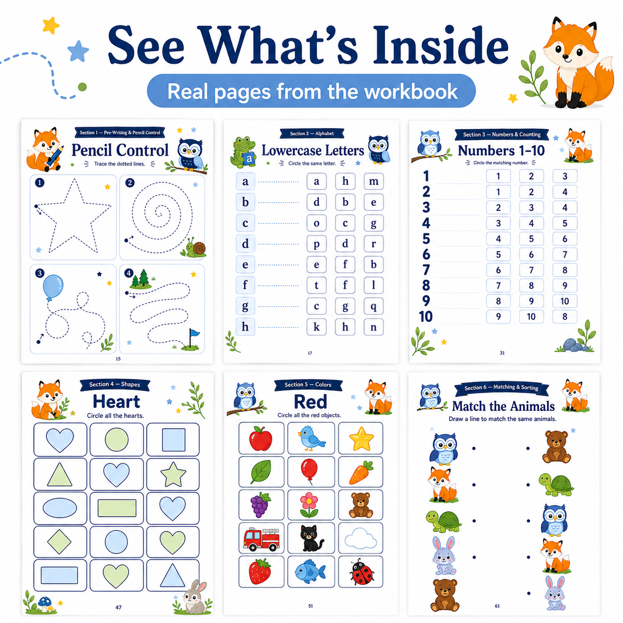 Preschool Learning Binder Ages 2–5 | 80 Printable Toddler Activities, ABC Tracing, Numbers, Shapes, Matching & Fine Motor Skills