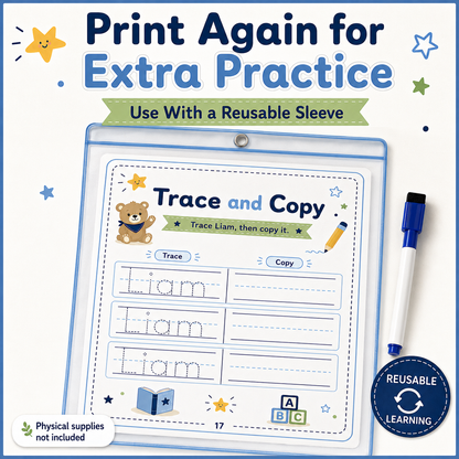 Liam’s Name Tracing Workbook | 30 Printable Handwriting Activities for Preschool & Kindergarten Ages 3–6