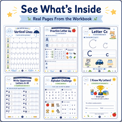 Uppercase & Lowercase Letter Practice Workbook | 80 Printable Alphabet Tracing, Matching & Handwriting Activities for Ages 3–6