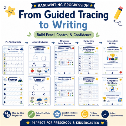 Uppercase & Lowercase Letter Practice Workbook | 80 Printable Alphabet Tracing, Matching & Handwriting Activities for Ages 3–6
