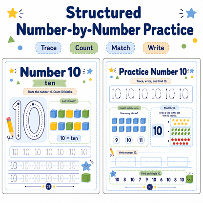 Number Tracing Workbook 1–20 | 60 Printable Counting, Number Recognition & Handwriting Activities for Ages 3–6