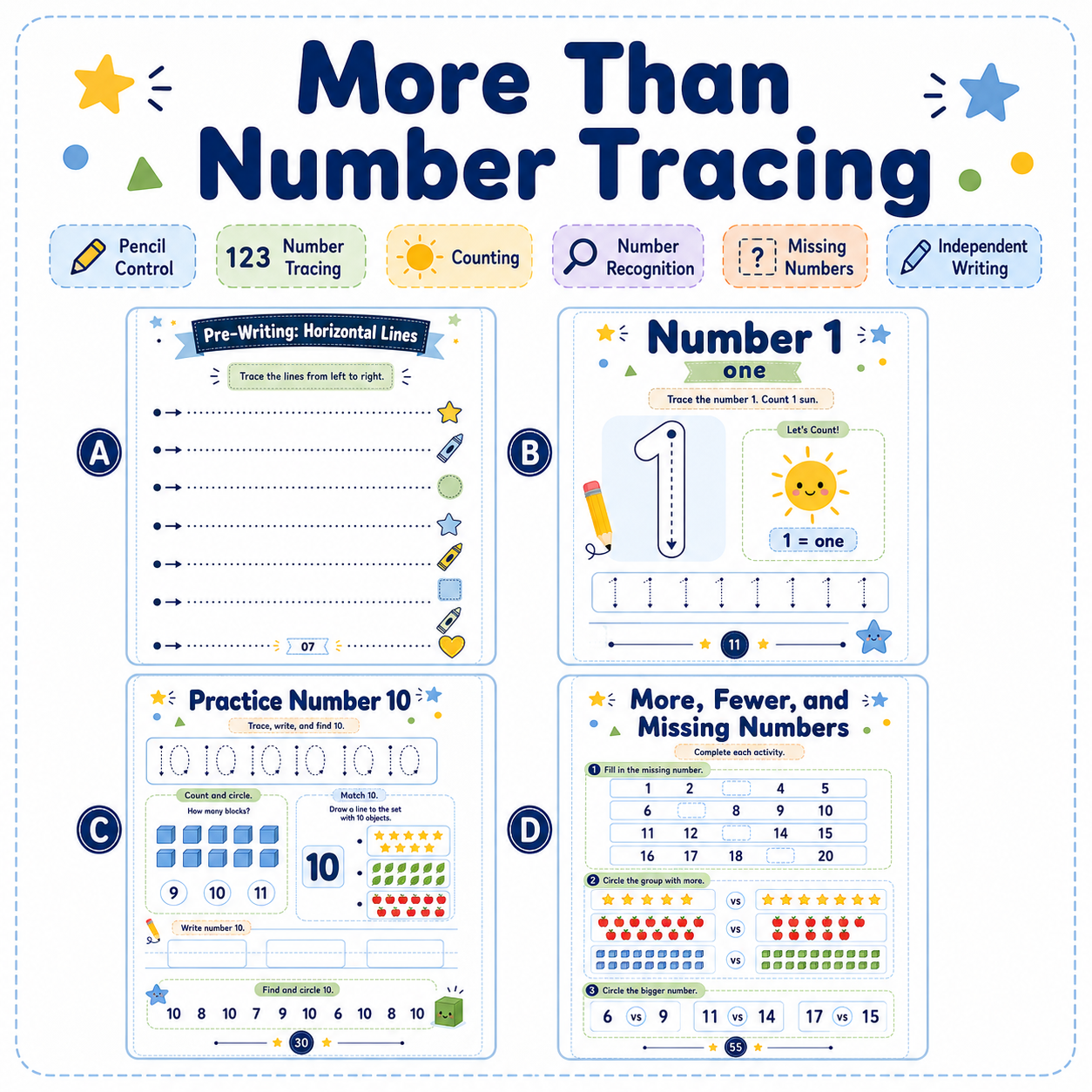 Number Tracing Workbook 1–20 | 60 Printable Counting, Number Recognition & Handwriting Activities for Ages 3–6