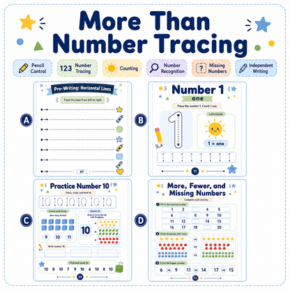 Number Tracing Workbook 1–20 | 60 Printable Counting, Number Recognition & Handwriting Activities for Ages 3–6