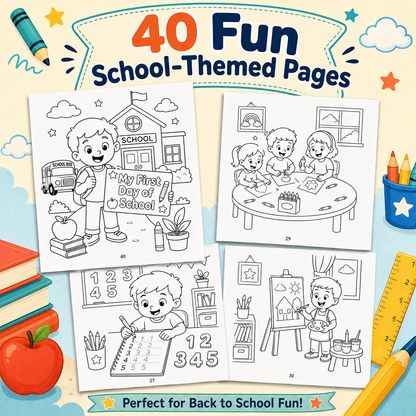 Back to School Coloring Book for Kids Ages 3–7 | 40 Fun Printable School Coloring Pages