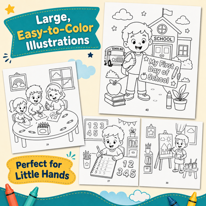 Back to School Coloring Book for Kids Ages 3–7 | 40 Fun Printable School Coloring Pages