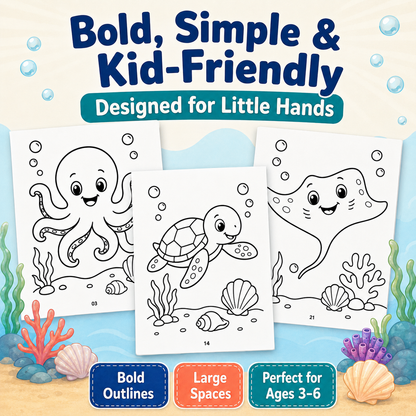 Ocean Animals Coloring Book Ages 3–6
