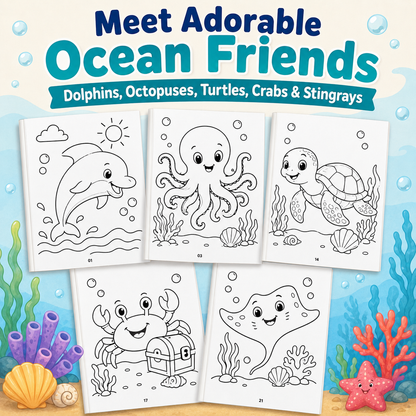 Ocean Animals Coloring Book Ages 3–6