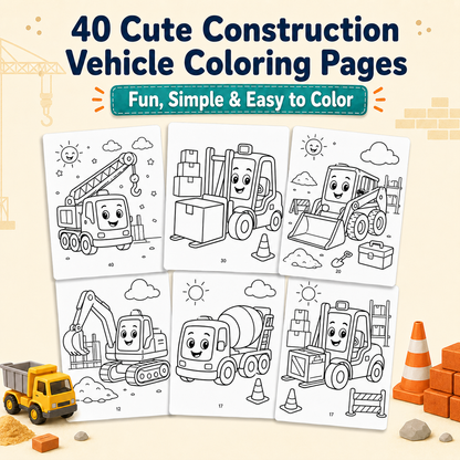 Construction Vehicles Coloring Book Ages 3–6