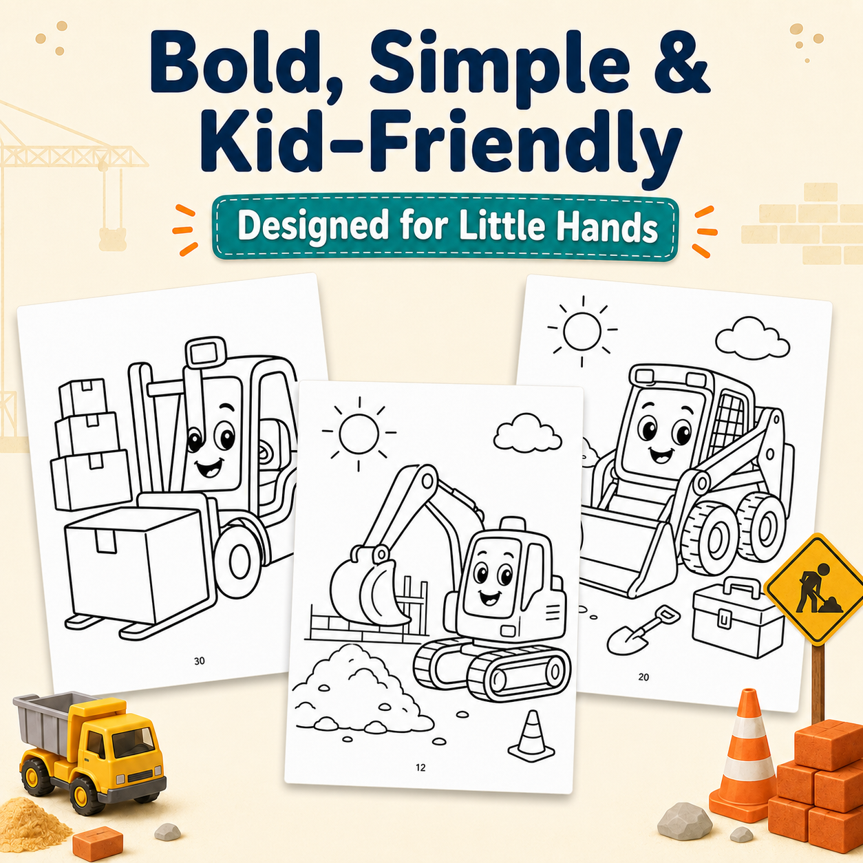 Construction Vehicles Coloring Book Ages 3–6