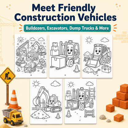 Construction Vehicles Coloring Book Ages 3–6